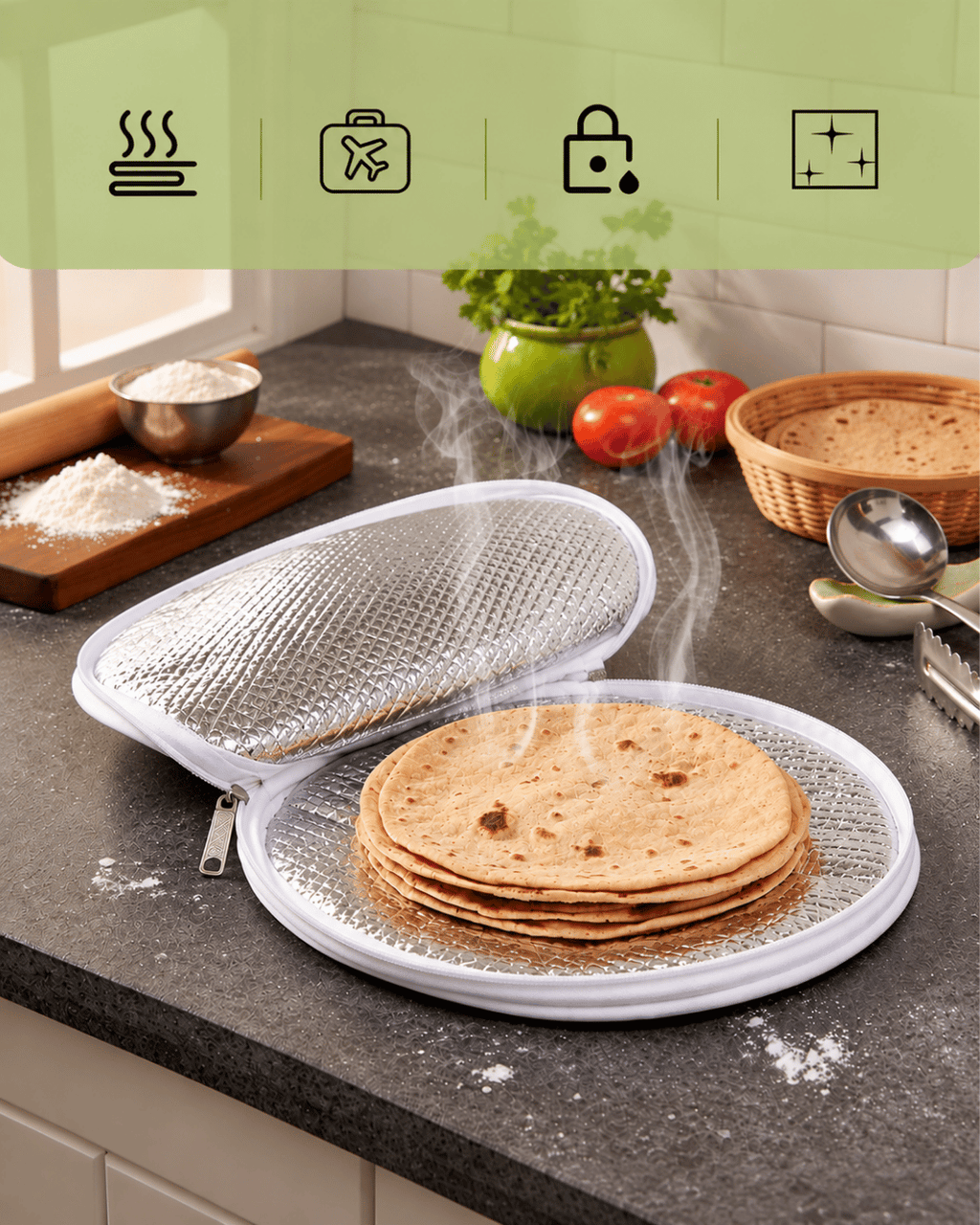 Insulated Roti Cover with Zipper