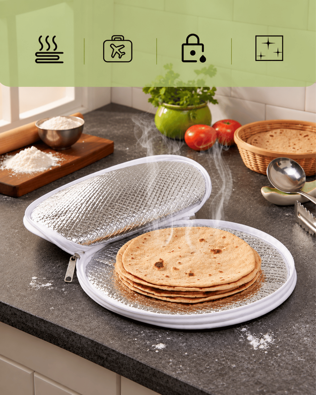 Insulated Roti Cover with Zipper